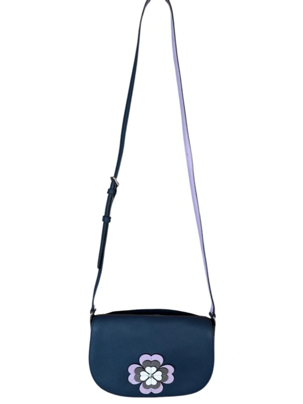Kate Spade Reiley Spade Crossbody Bag with Lilac Gray & White Floral Applique